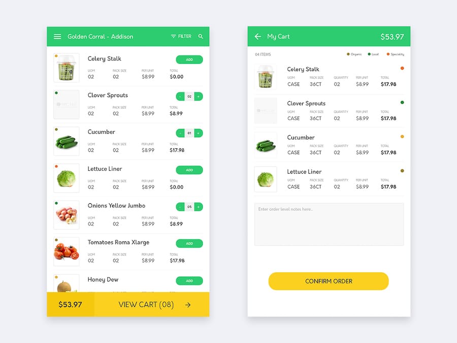 Groceries Shopping App Interaction